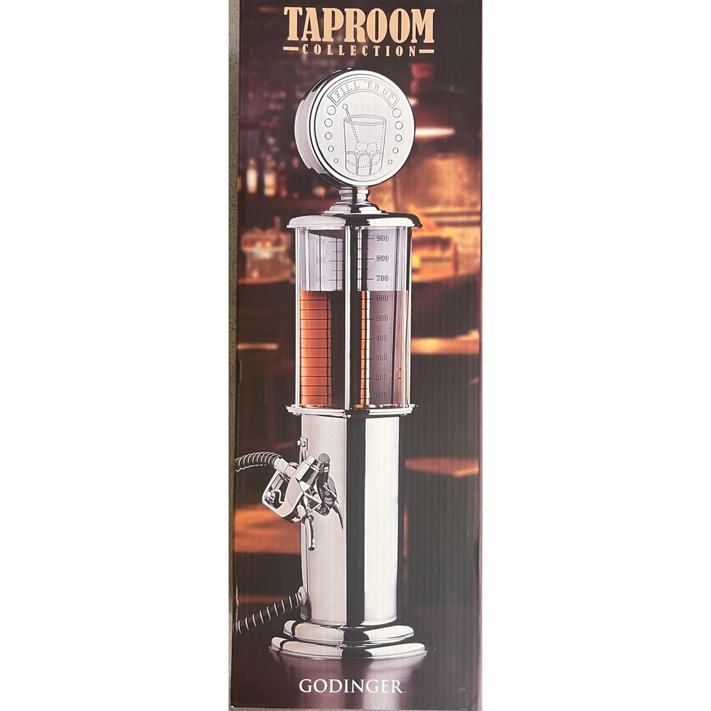 Godinger Taproom Collection Gas Pump Liquor Dispenser 32 Fl Oz Capacity NEW NIB